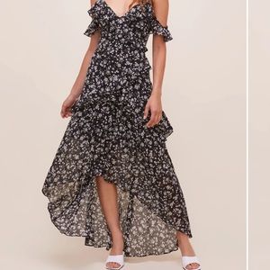 Astr Black Floral High Low Dress